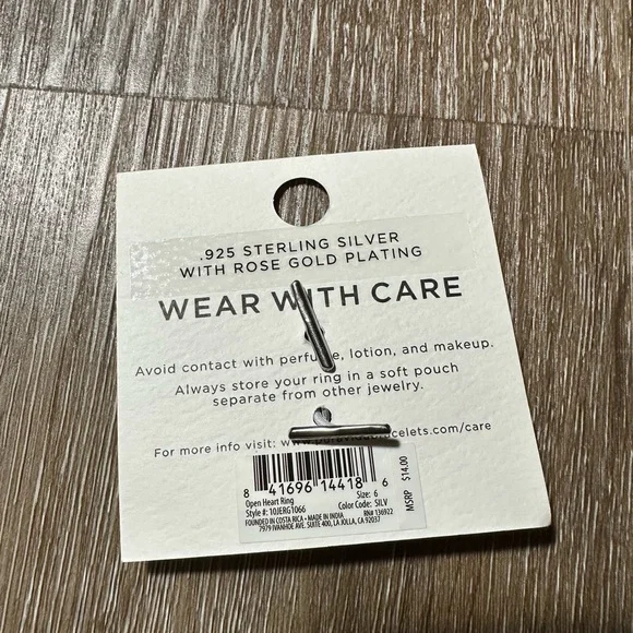 Pura Vida Open Heart Ring Size 6 - Picture 2 of 5